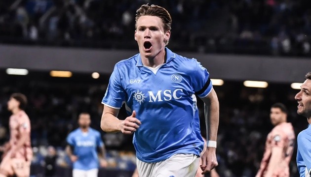 Scott McTominay ăn mừng bàn thắng trong màu áo Napoli tại Serie A